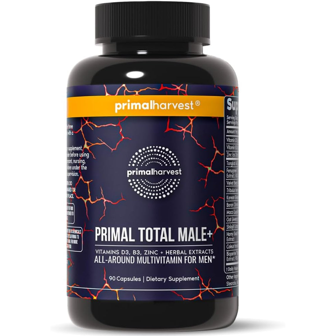 Primal Harvest Total Male+ Multivitamin for Men Vitamins, Minerals and Herbal Support for Energy, Vitality, Immune Health and Performance (1 Pack (90 Count))