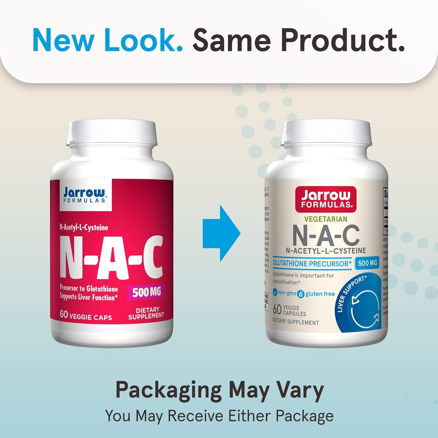 Jarrow Formulas® N-A-C 500 Mg, Dietary Supplement, Antioxidant Support for Liver Health, 60 Veggie Capsules, 60 Day Supply