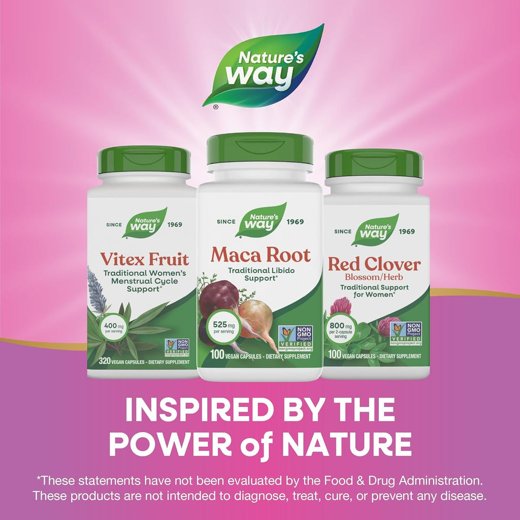 Nature'S Way Maca Root, Traditional Libido Support*, 525 Mg per Serving, Non-Gmo Project Verified, 100 Vegan Capsules (Packaging May Vary)