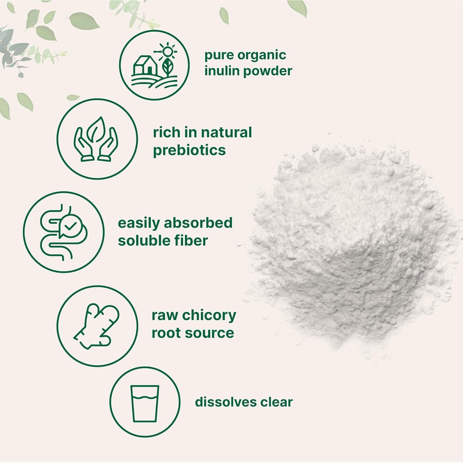 Micro Ingredients Organic Inulin Fiber Powder, 2Lb | Natural Prebiotic to Support Digestive & Gut Health | Soluble, Easily Digestible | Unflavored, Vegan