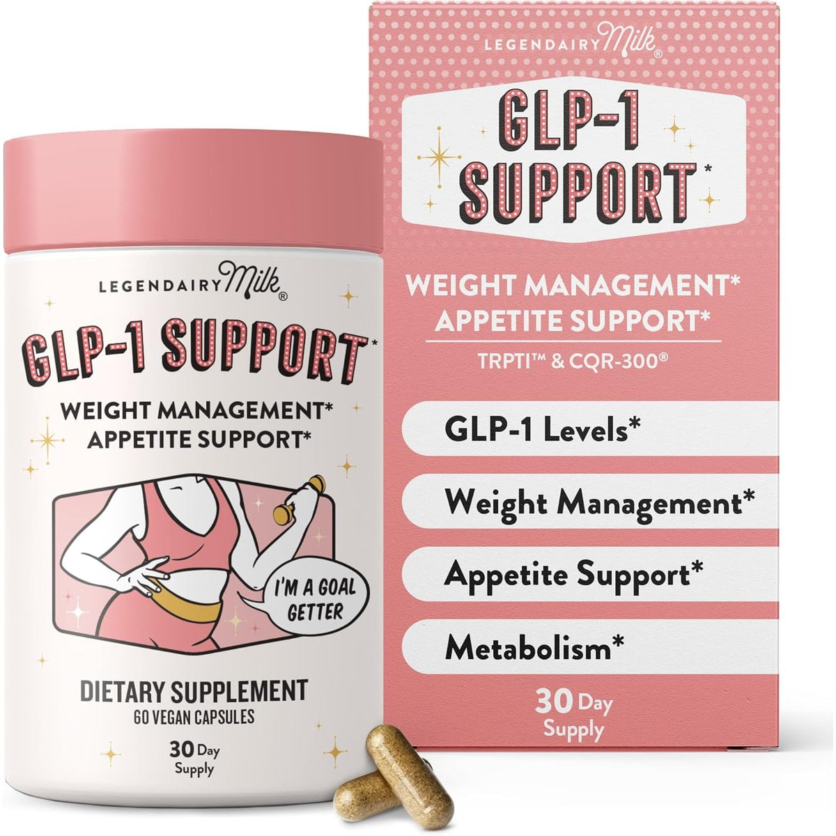 GLP-1 plus Supplement for Weight Management Appetite Control for Women W Trpti OEA, CQR-300 & Chromium, Supports Natural Fullness Signals & Hunger, Metabolism Support Supplement Legendairy Milk 1-Pack