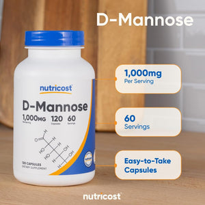 Nutricost D-Mannose 1000Mg per Serving, 120 Capsules - 500Mg per Capsule, Urinary Tract Health, Non-Gmo and Gluten Free