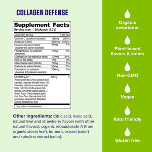 Ultima Replenisher Collagen Defense Supplement and Electrolytes Powder - Kiwi Strawberry, 13 Stickpacks - Hydration Packets with Dermaval and Biotin That Keep Your Skin Hydrated and Looking Radiant