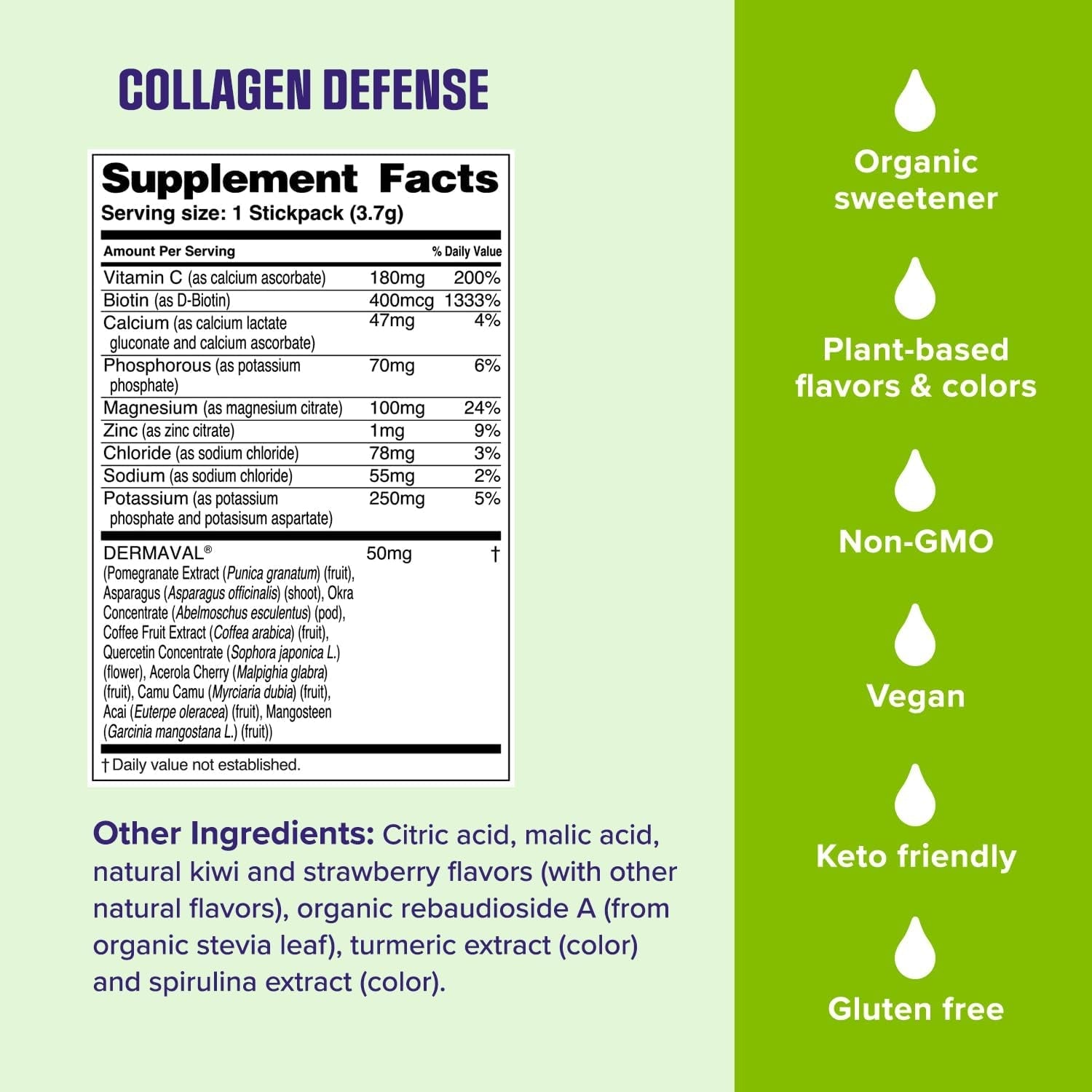 Ultima Replenisher Collagen Defense Supplement and Electrolytes Powder - Kiwi Strawberry, 13 Stickpacks - Hydration Packets with Dermaval and Biotin That Keep Your Skin Hydrated and Looking Radiant