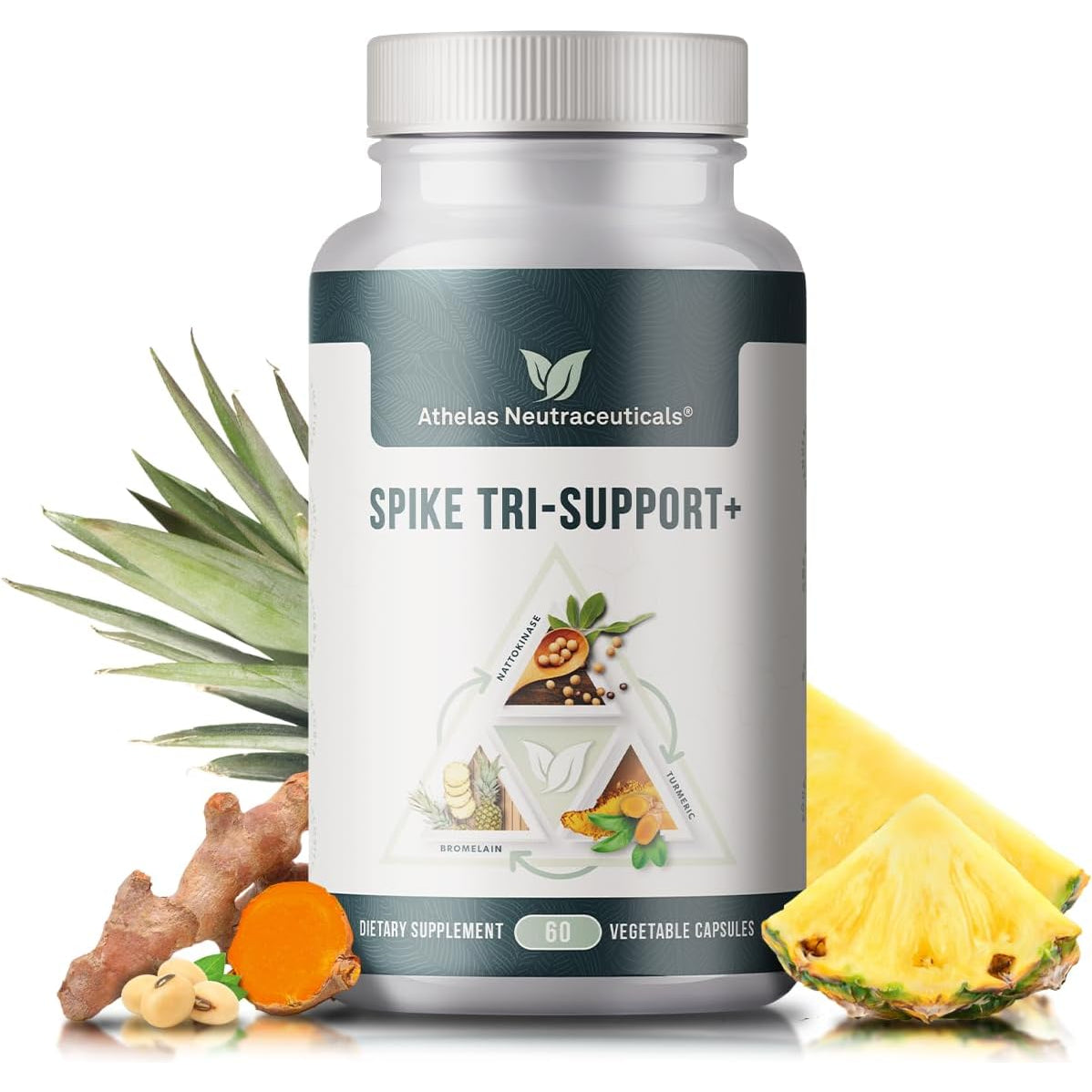 Spike Tri-Support+ with Nattokinase, Bromelain, and Turmeric - Includes Dandelion Extract, Black Seed Extract, Green Tea Leaf, Selenium for a Full Spectrum Spike Support Supplement