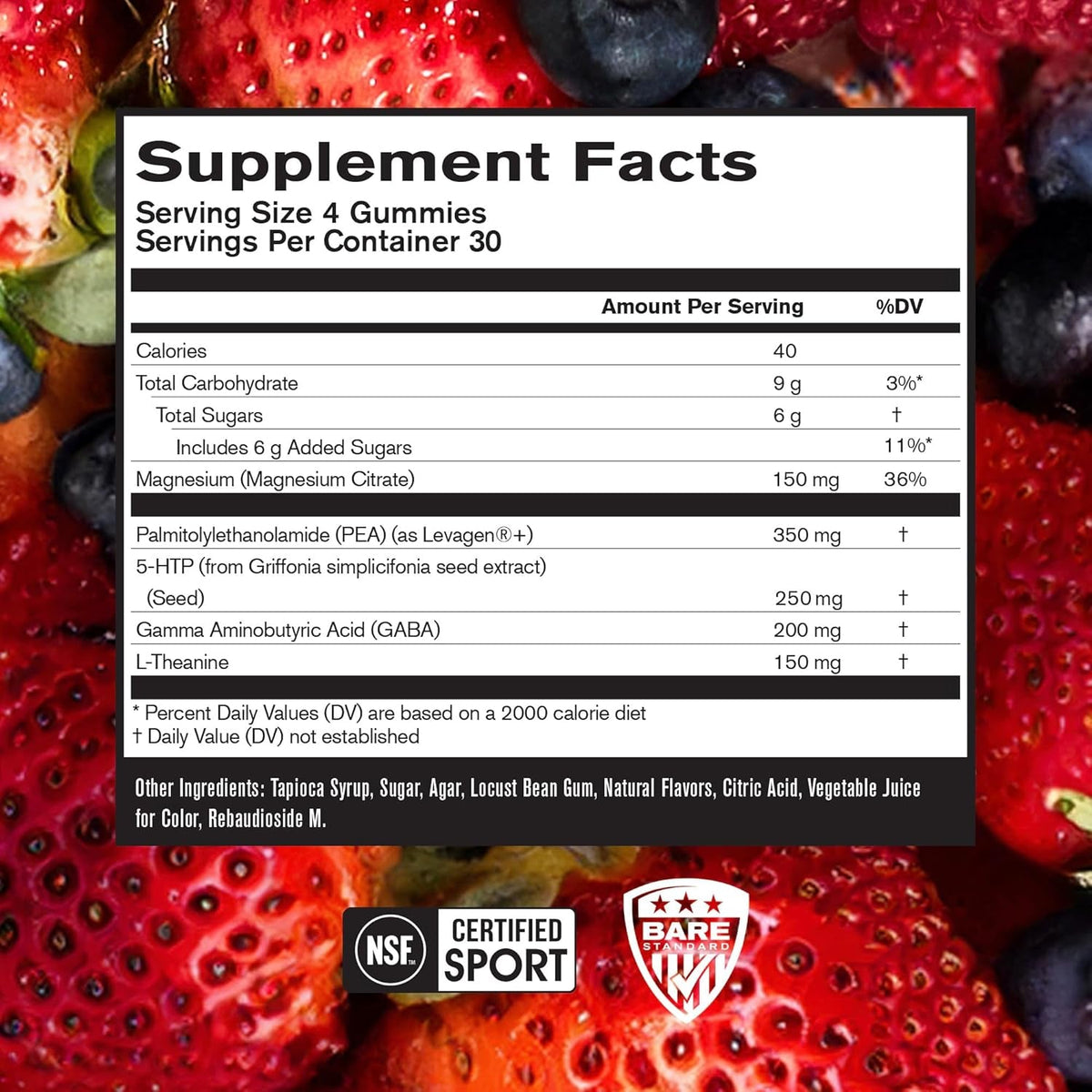 BARE PERFORMANCE NUTRITION, BPN Peak Sleep Gummy, Sleep Aid & Recovery Support Supplement, 30 Servings, Berry
