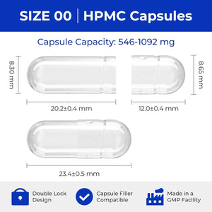 Empty Vegan Capsules Size 00-100 Count DIY Vegetable Capsules