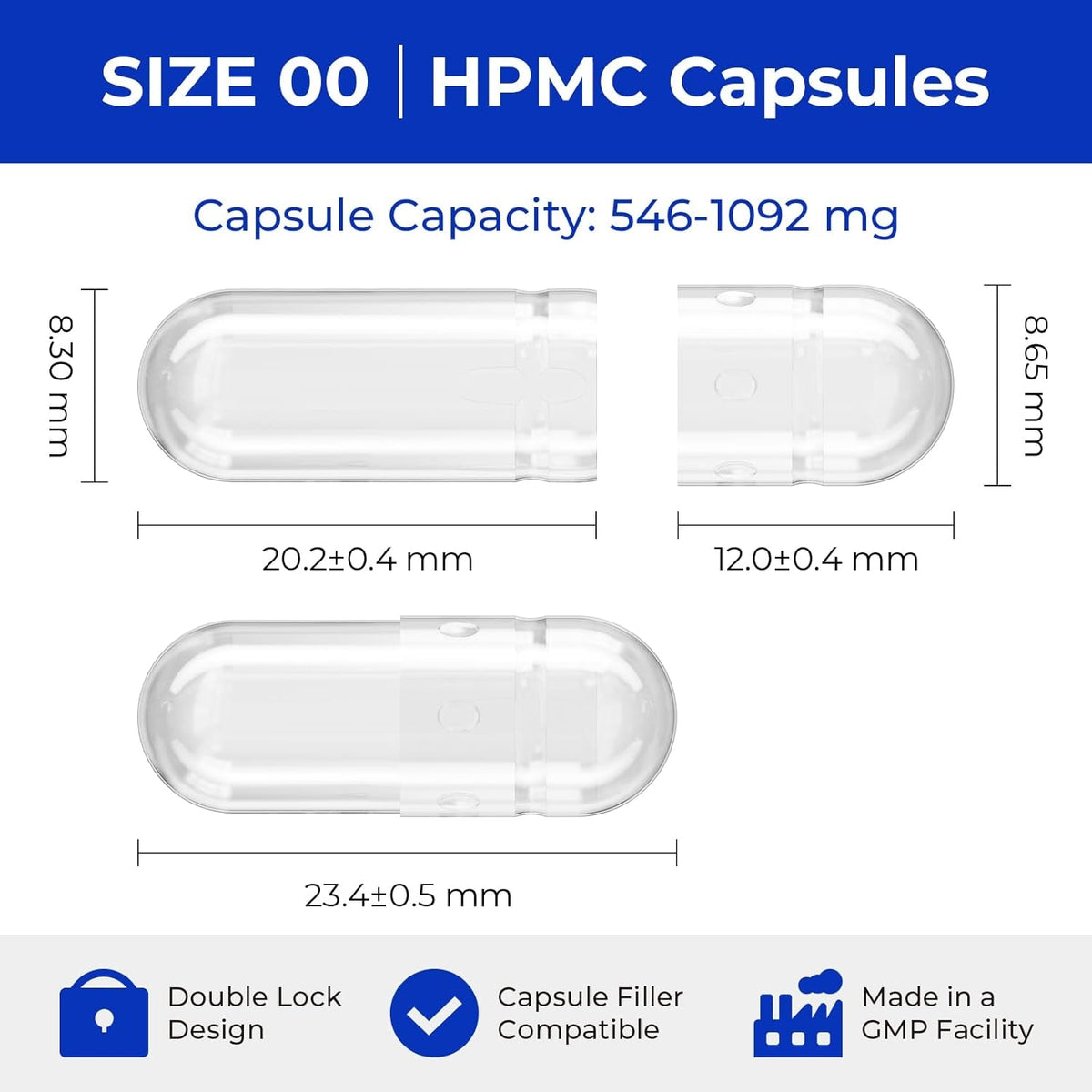 Empty Vegan Capsules Size 00-100 Count DIY Vegetable Capsules