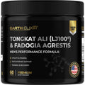 Earth Elixir LJ100 Tongkat Ali & Fadogia Agrestis for Men – Natural Testosterone Supplement - Made in USA & 3Rd Party Tested for Strength, Energy & Vitality - Clinically Studied Tongkat Ali LJ100
