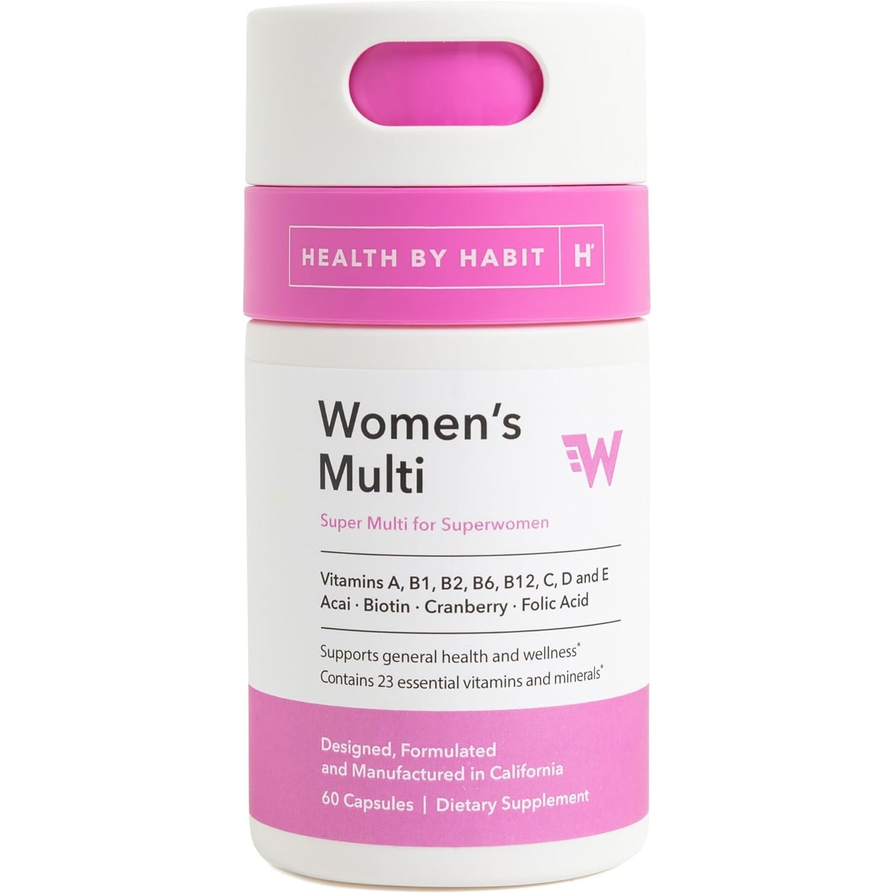 Health by Habit Womens Multi Supplement (60 Capsules) - 23 Essential Vitamins and Minerals, Supports General Health & Wellness, Non-Gmo, Sugar Free (1 Pack)