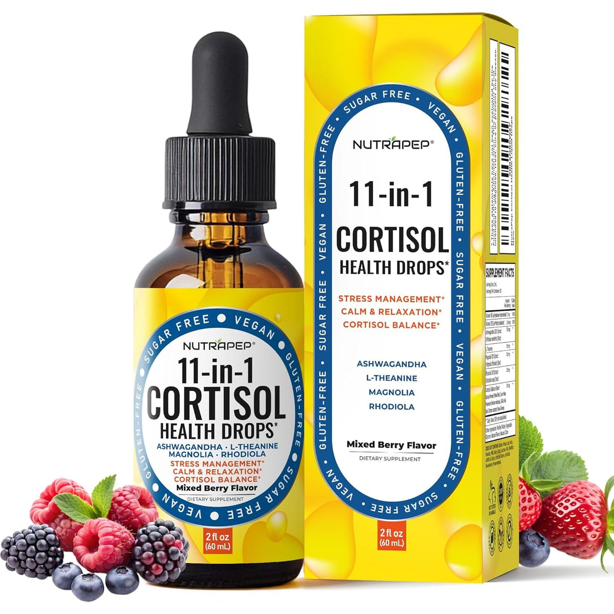 Nutrapep Cortisol Detox Liquid Drops for Women Men - Cortisol Reducer Supplement Support Wellness Cleanse Balance Stress Mood Sleep Focus - Lower Cortisol Levels with Ashwagandha L-Theanine Magnolia