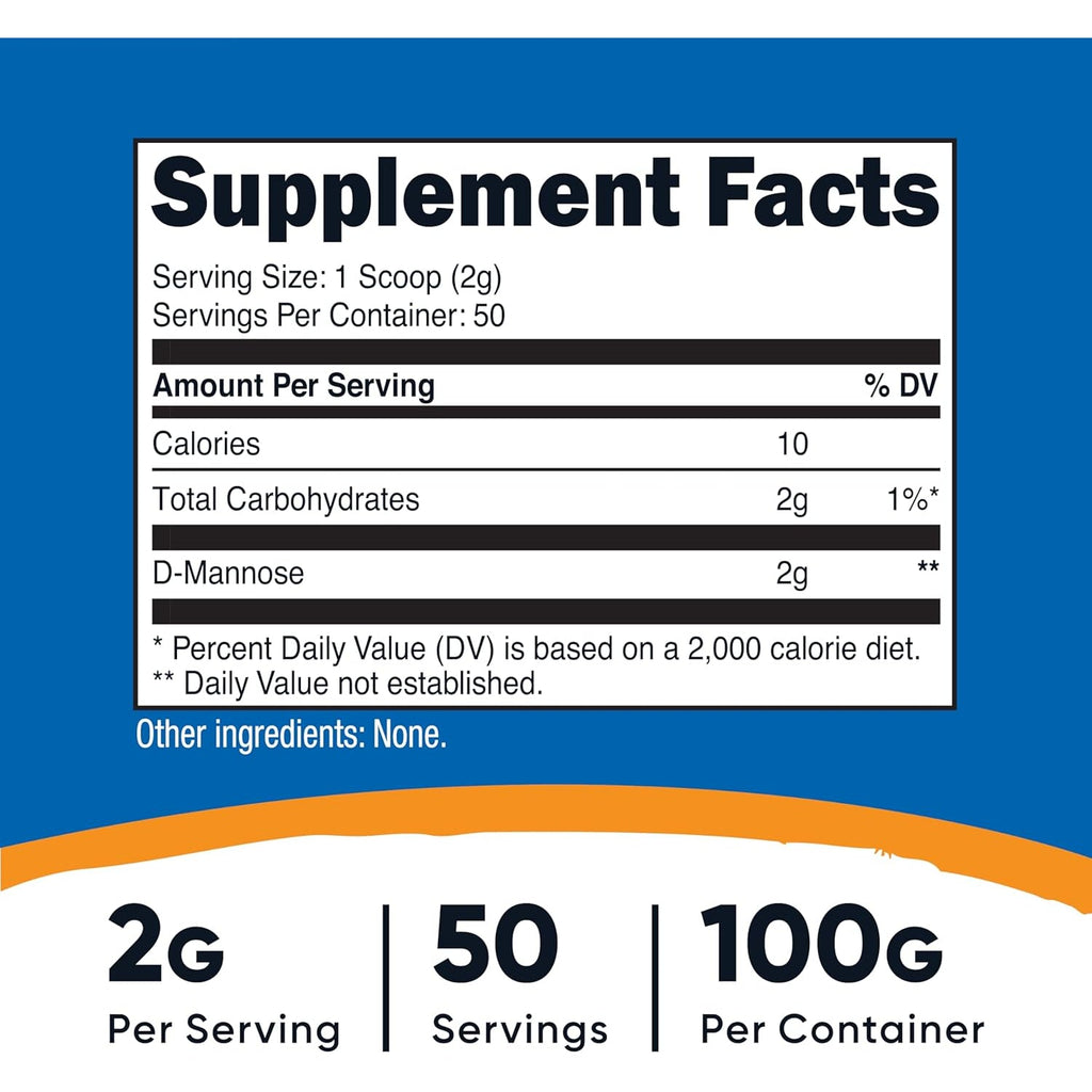 Nutricost D-Mannose Powder 100 Grams (50 Servings) - Non-Gmo and Gluten Free