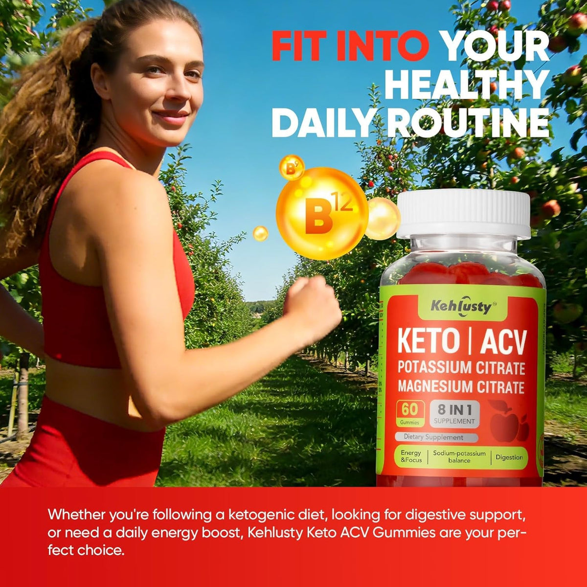 Keto ACV Gummies Advanced for Weight Loss Support, 8-In-1 Keto Apple Cider Vinegar Gummies with B12, Electrolytes, Beet Root & Pomegranate | Supports Digestion, Metabolism & Weight Management