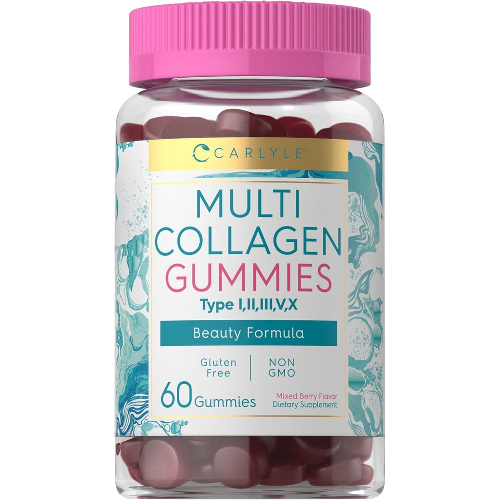 Carlyle Collagen Peptides Gummies | 60 Count | Multi Collagen Complex | Beauty Formula Supplement | Mixed Berry Flavor | Non-Gmo, Gluten Free