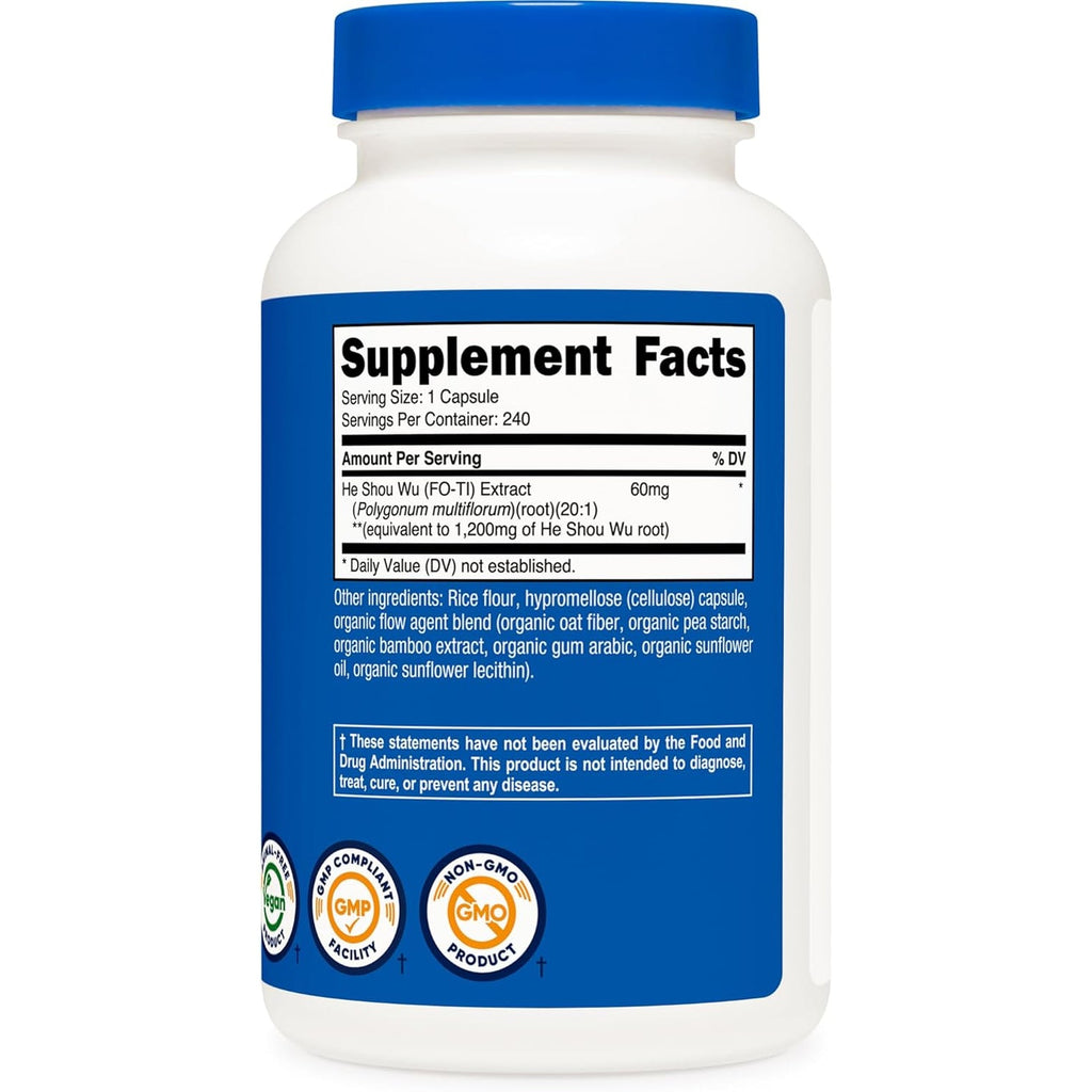 Nutricost He Shou Wu Root Supplement 240 Capsules for 240 Servings per Bottle - Fo-Ti Root Extract, Vegan, Gmo-Free, Gluten-Free