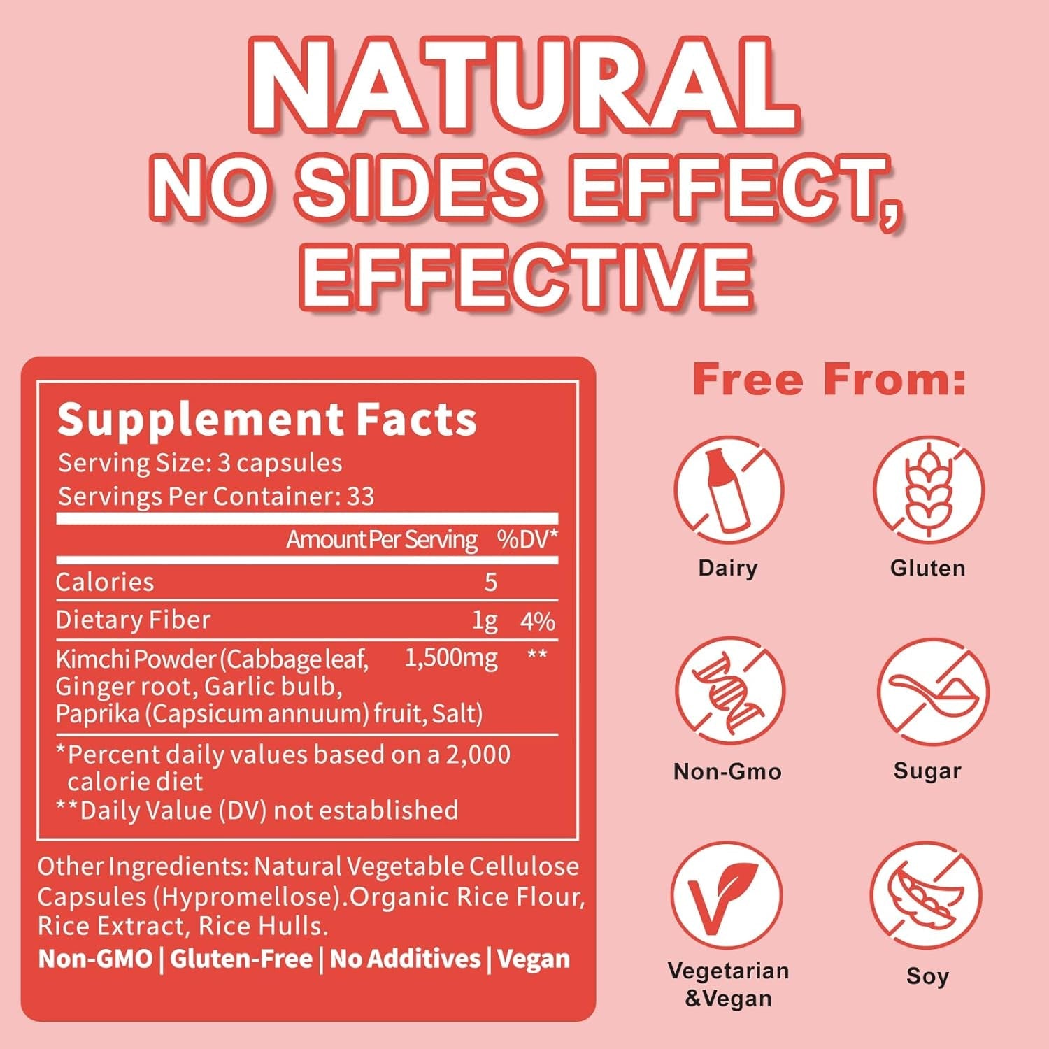 QUBIT Kimchi Capsules, Kimchi Supplement, Supports Gut, Digestive & Fullness, Taste Well, One Capsule of Fermented Superfood for Antioxidant Support, 90 Vegan Capsules, Pills