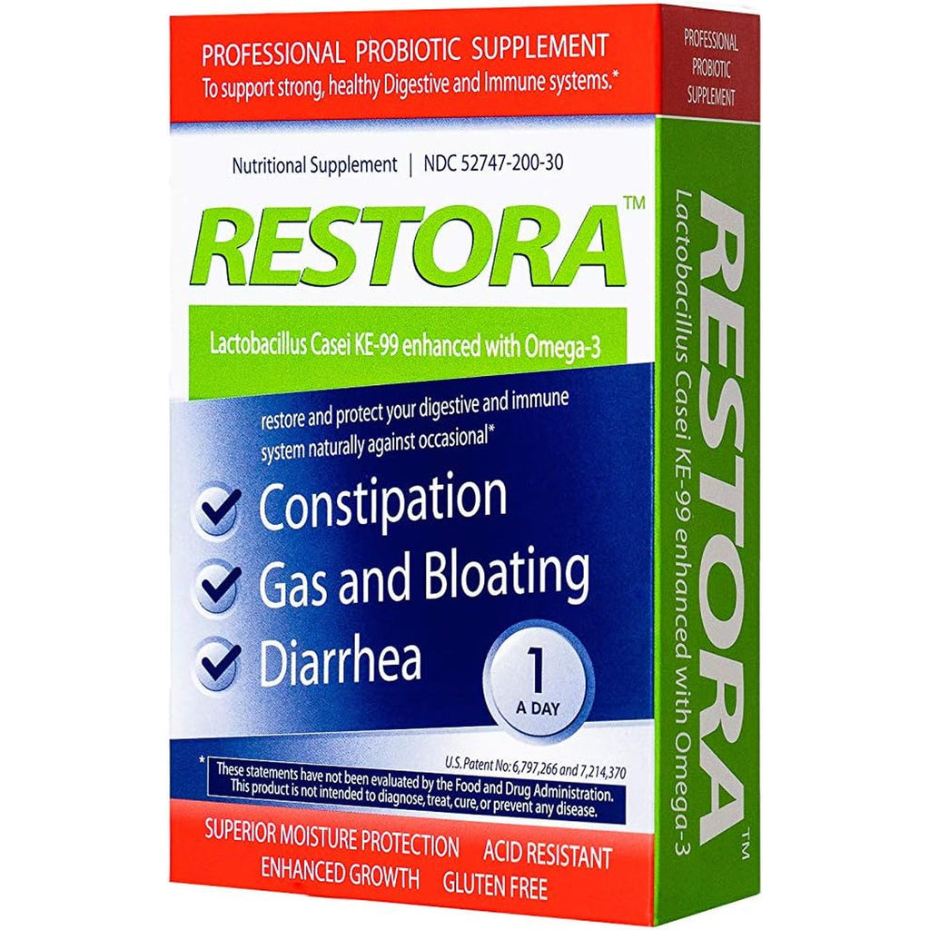 Restora Probiotic Supplement -Immunity Booster-Patented Probiotic W|Omega 3, Gut Health Stabilizer Increases Resistance to Infectious Diseases -Calms Inflammation