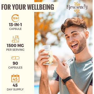 Resciency Detox Binder Supplement – Activated Charcoal, Zeolite, Bentonite Clay, Milk Thistle, Proprietary Blends - Liver & Gut, Max Absorption, 90 Vegan Capsules