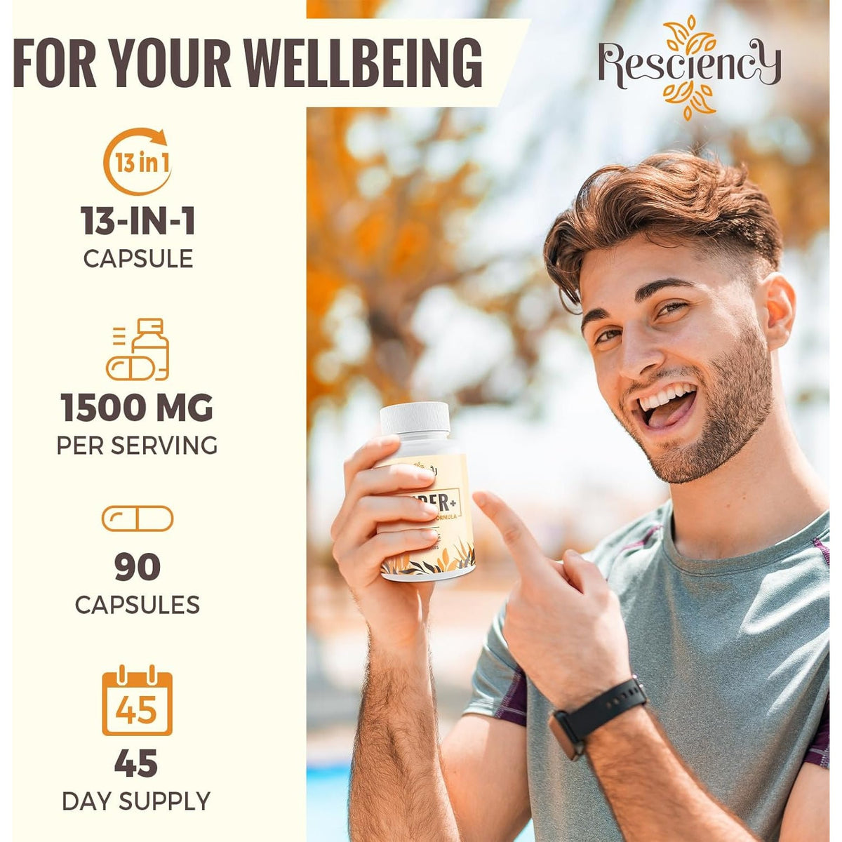 Resciency Detox Binder Supplement – Activated Charcoal, Zeolite, Bentonite Clay, Milk Thistle, Proprietary Blends - Liver & Gut, Max Absorption, 90 Vegan Capsules