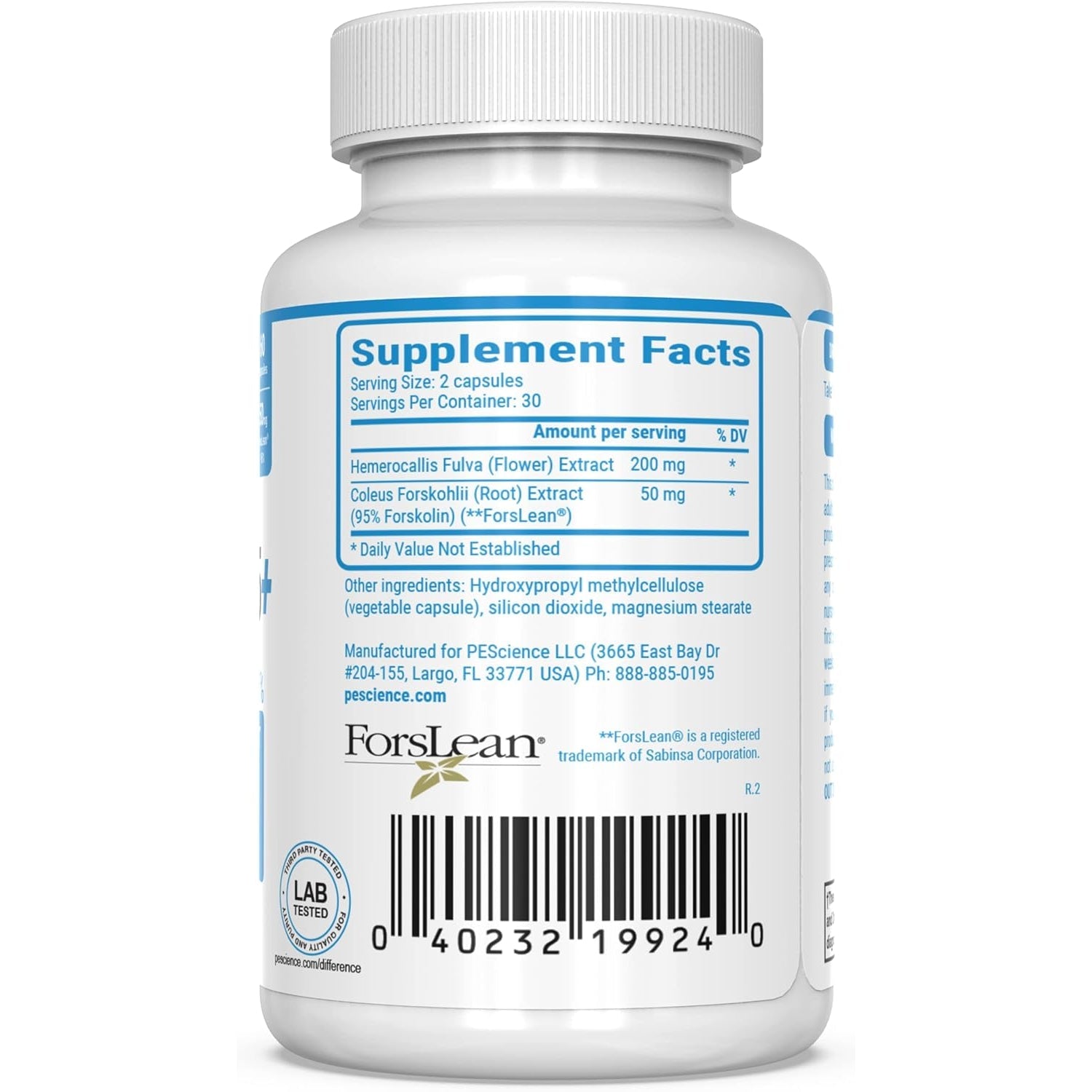 Pescience Forskolin-95+ Capsules, 95% Pure Forskolin from Coleus Forskohlii Extract with Hemerocallis Fulva Extract, Patented Forslean, 50Mg, 60 Count