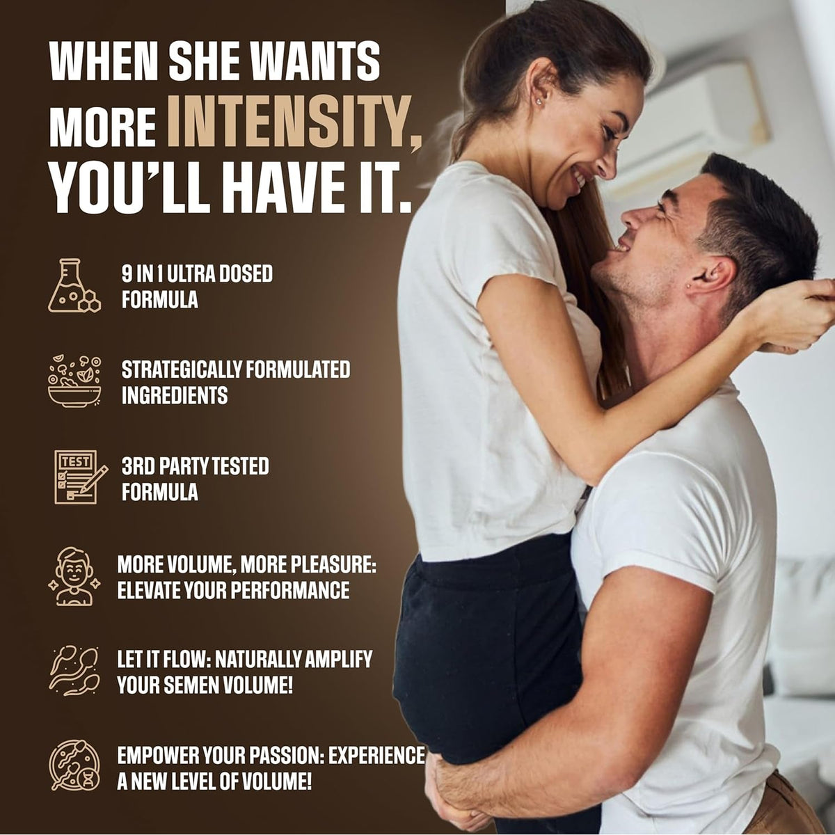Semen Fertility Enhancer for Men - Help Amplify Semen & Overall Health - Assists T-Levels for Male Vitality, Blood Flow Support & Performance - 3Rd Party Tested Supplement - 60 Capsules