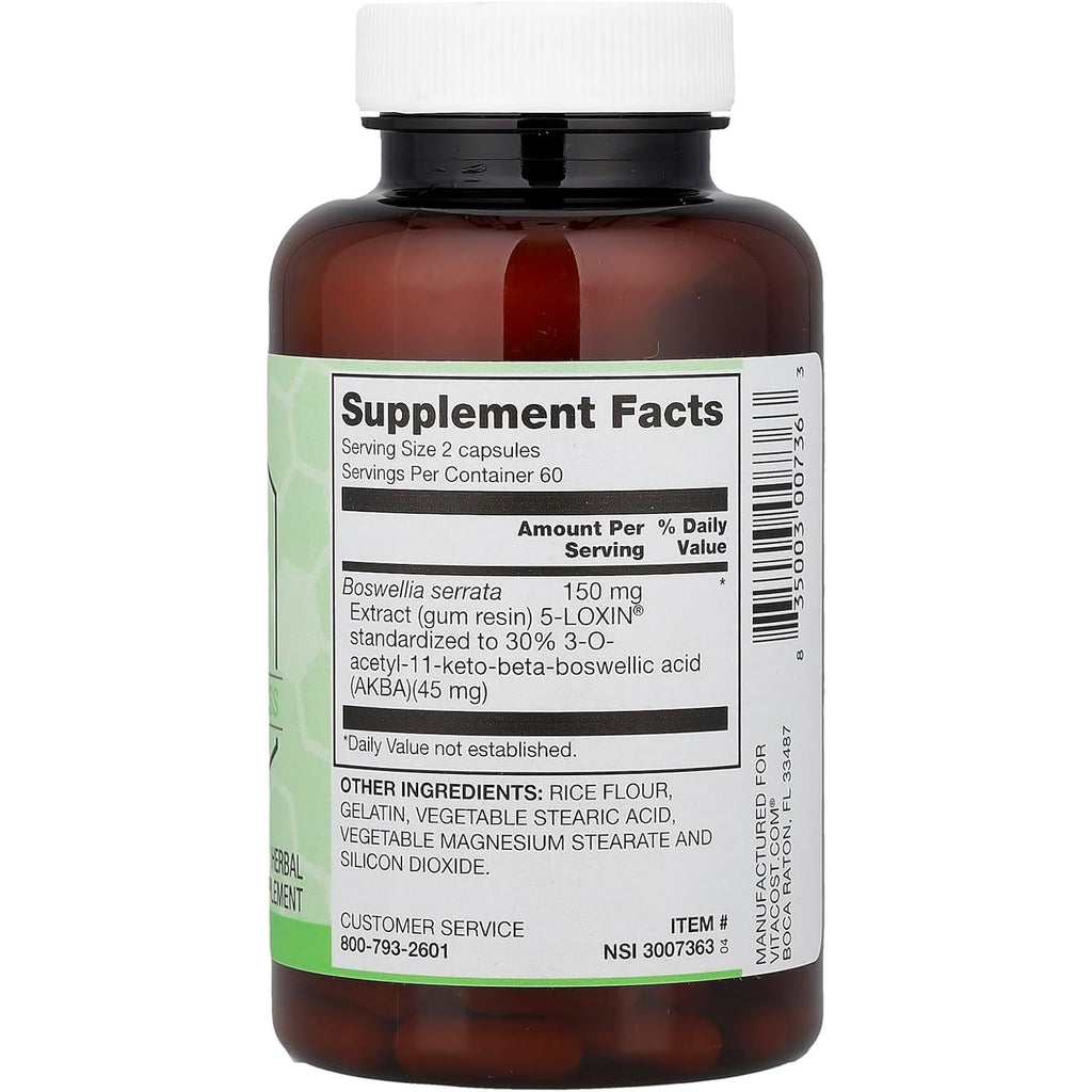 Vitacost Synergy®, 5-Loxin®, Boswellia Serrata Extract, 120 Capsules (75 Mg per Capsule)