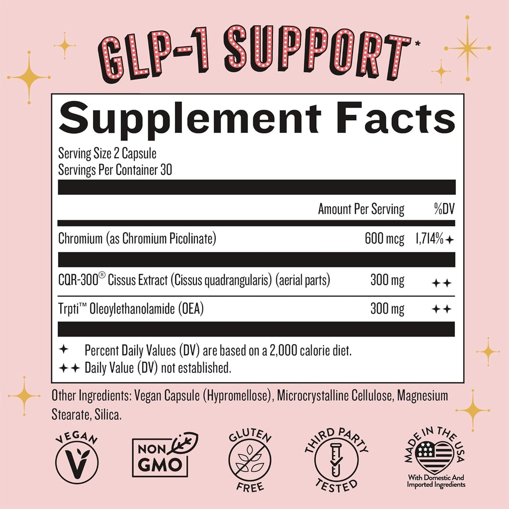 GLP-1 plus Supplement for Weight Management Appetite Control for Women W Trpti OEA, CQR-300 & Chromium, Supports Natural Fullness Signals & Hunger, Metabolism Support Supplement Legendairy Milk 1-Pack