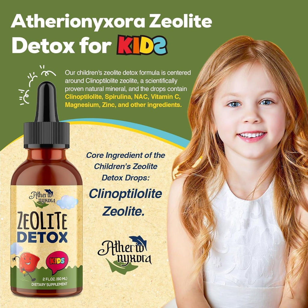 Zeolite Detox for Kids - Detox Supplement, Gentle & Natural & Sweet-Tasting, Contains Clinoptilolite Zeolite, Vitamin C, Magnesium, and Zinc,60Ml