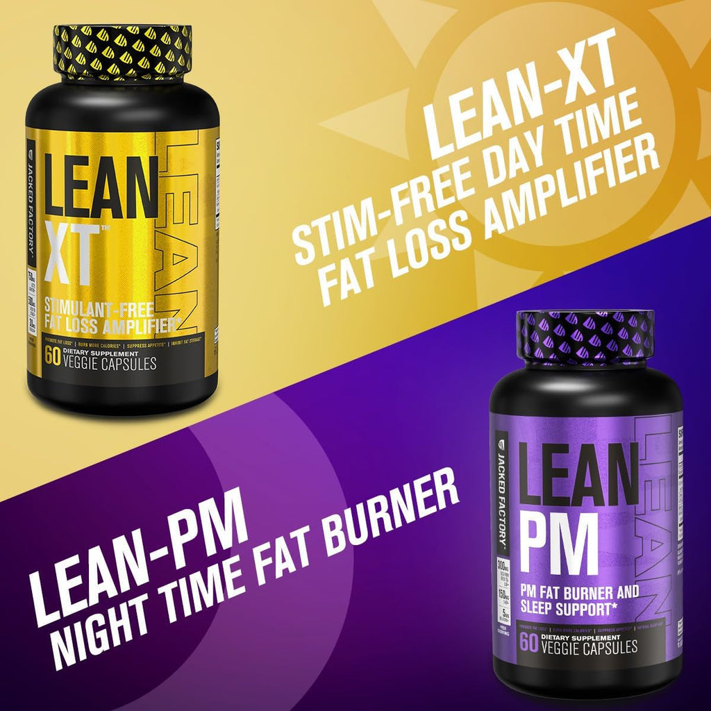 Jacked Factory Lean-Xt Caffeine Free Fat Burner - Non Stim Weight Loss Supplement, Appetite Suppressant & Metabolism Booster | Acetyl L-Carnitine, Green Tea Extract, Forskolin - 60 Natural Diet Pills