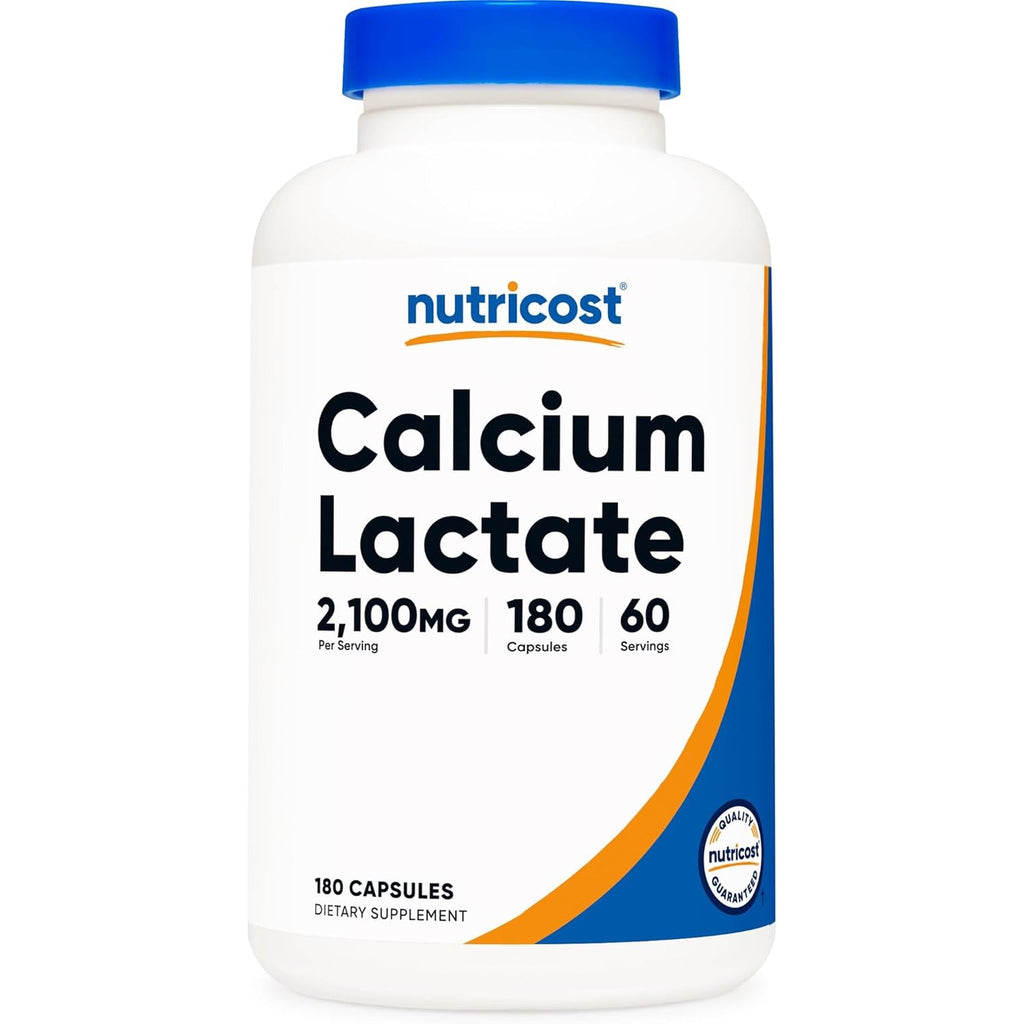 Nutricost Calcium Lactate 2,100Mg; 180 Capsules - Vegan, Non-Gmo and Gluten Free, 60 Servings