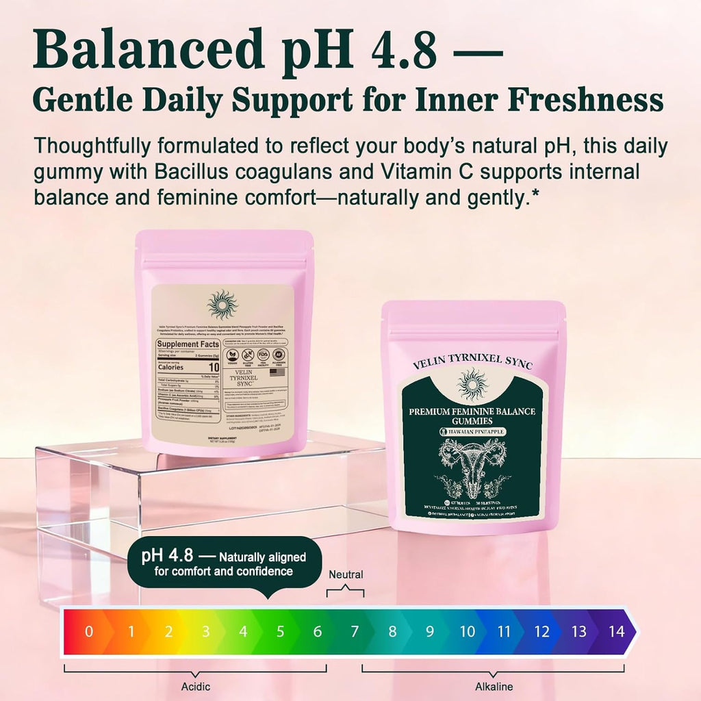 Probiotic Gummies for Women - Vital Prebiotic Source for Feminine Health, Ph Balance & Odor Control - Vegan Daily Digestive & Immune Support, Pineapple Flavor, Sugar-Free, 60 Count