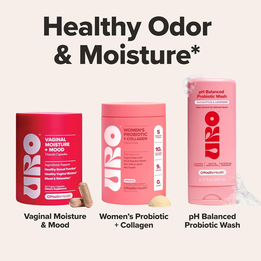 URO Women’S Probiotic + Collagen Peptides Powder – Vaginal, Skin & Gut Health in One Daily Scoop – with Hydrolyzed Collagen Peptides, Probiotic Blend, and XOS Prebiotics – 20 Servings
