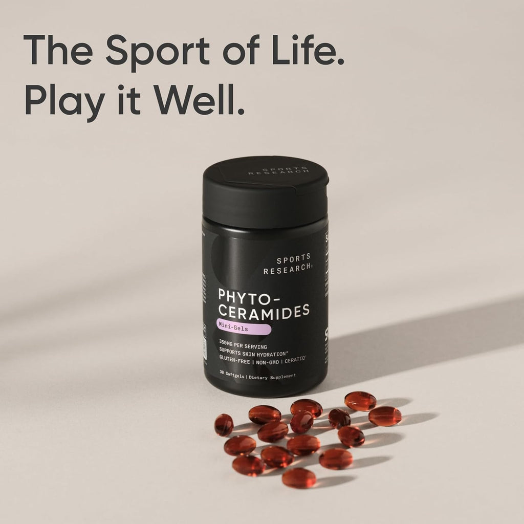 Sports Research® Phytoceramides 350Mg per Softgel - Plant Derived Ceramides for Healthy Skin and Hydration - Non GMO with No Fillers or Synthetic Vitamins - 30 Liquid Softgels