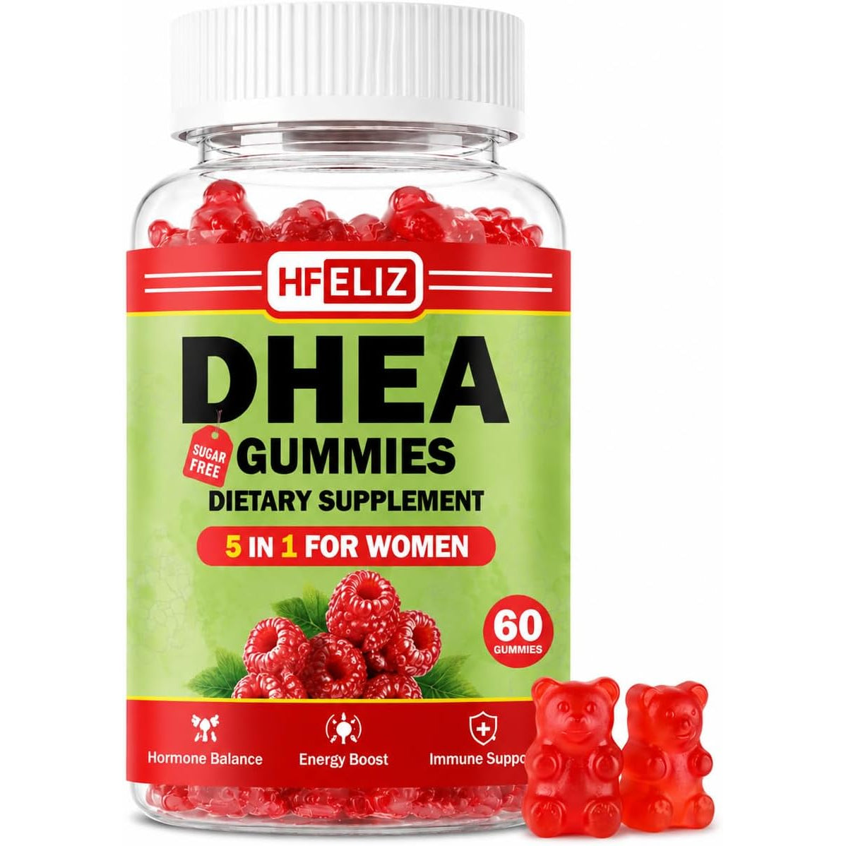 DHEA Supplement for Women, DHEA 25Mg Gummies with B6, B12, Folate and Chasteberry for Energy Support, Vegan, Raspberry Flavor, 60 Count
