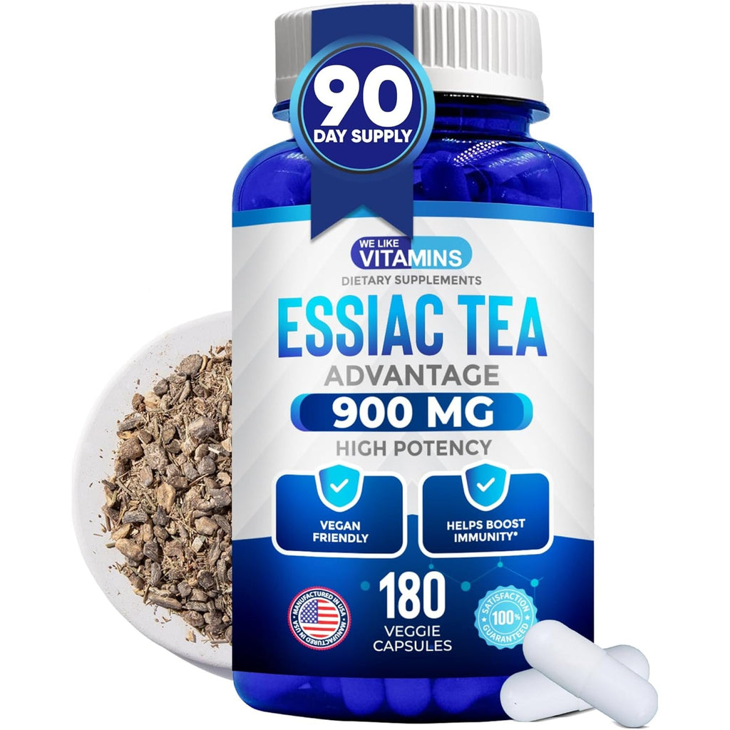 We like Vitamins Essiac Tea Capsules - 180 Count Immune Support Supplement with Burdock, Sheep Sorrel, Slippery Elm & Turkey Rhubarb - Genuine Essiac Tea 900Mg Daily Dose