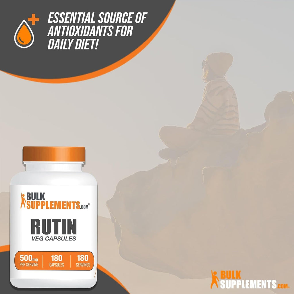 Bulksupplements.Com Rutin 500Mg Capsules - from Saphora Japonica, Rutin Supplement, Rutin Pills - Antioxidants Supplement - Vegan & Gluten Free, 1 Capsule per Serving, 180 Veg Capsules