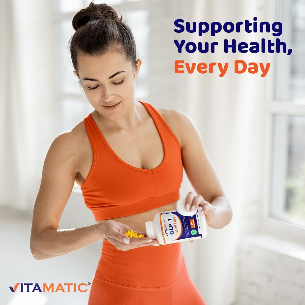 Vitamatic GLP-1 Support Supplement for Men & Women 60 Capsules - Made with Akkermansia, Probiotics, Prebiotic, Clostridium, Berberine, Cinnamon, Green Tea, Turmeric & Colostrum