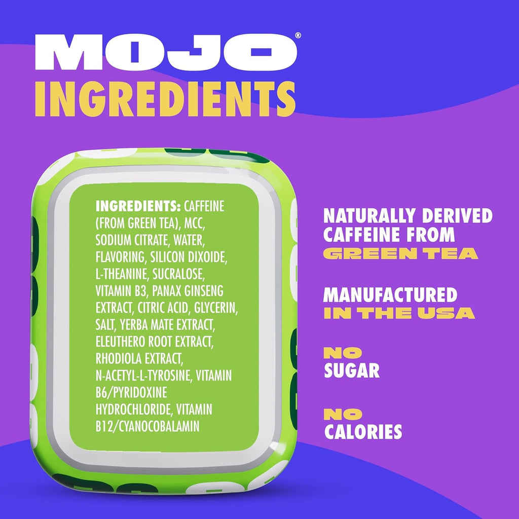 MOJO Energy Pouches Sour Apple Flavor, 50 Mg per Caffeine Pouch, 15 Pouches, Single Pack