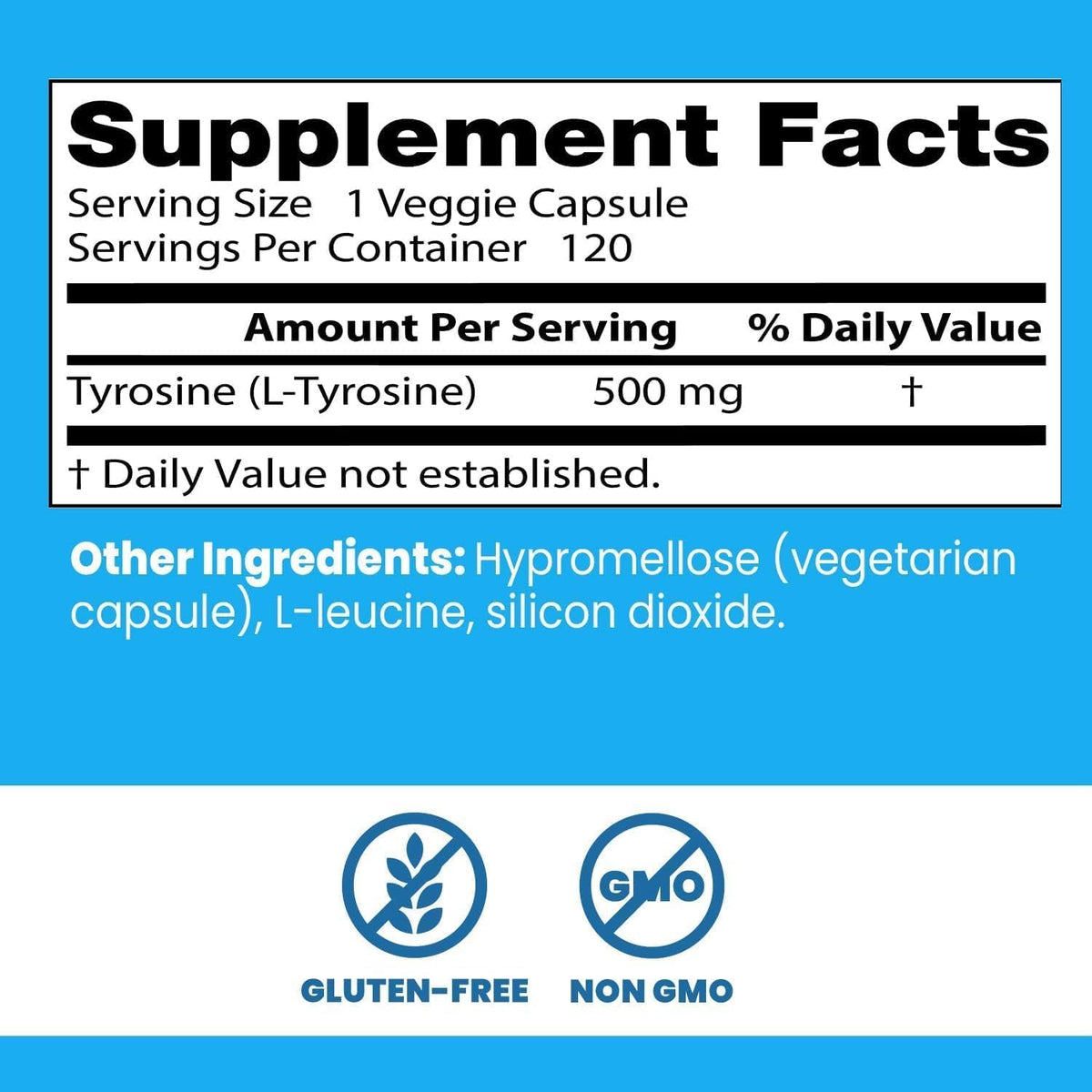 Doctors Best L Tyrosine Supplement for Men & Women - L-Tyrosine 500Mg Capsules, Brain Support for Adults, Amino Acid Support 500 Mg, Precursor for Thyroxine Production by Thyroid - 120 Veg Caps