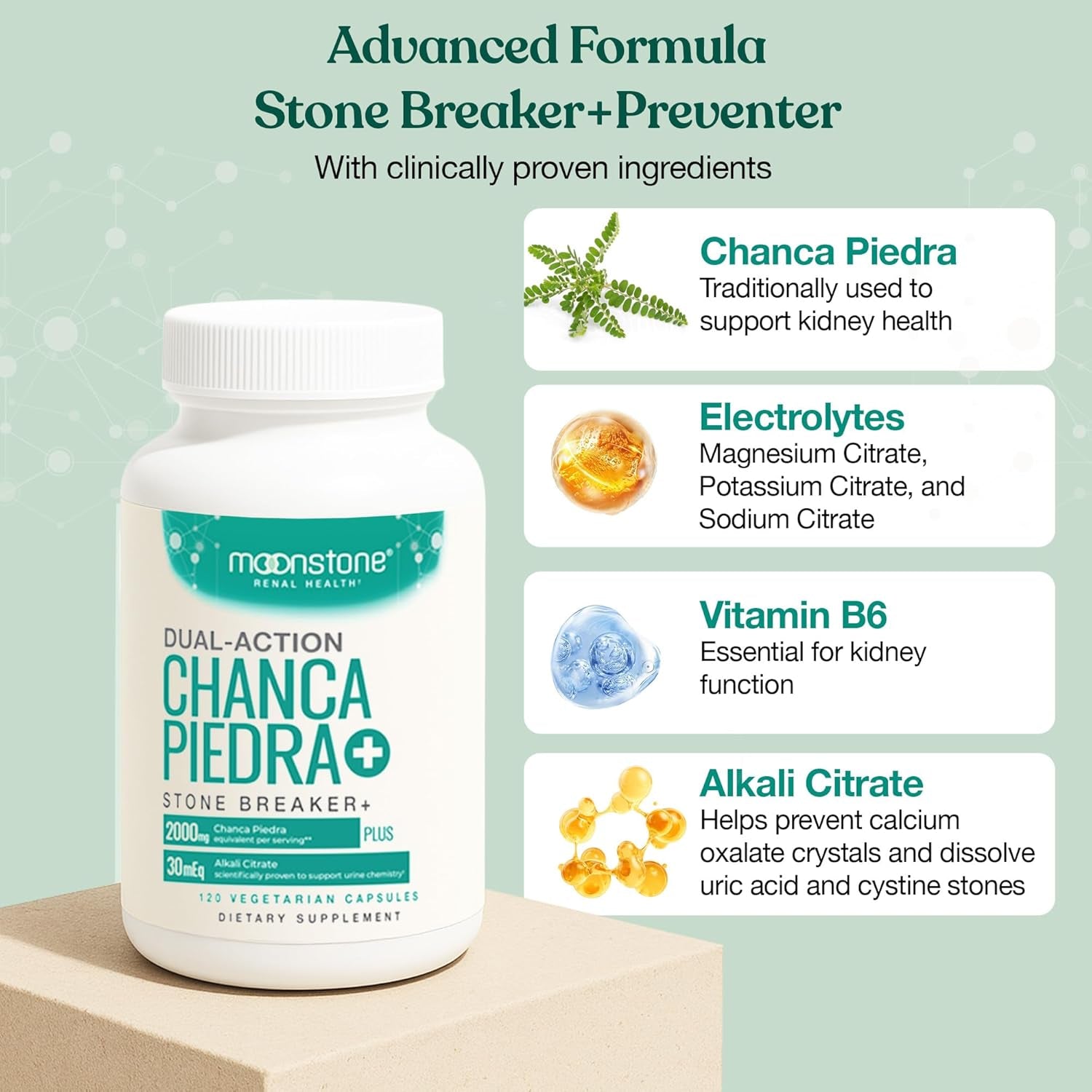 Chanca Piedra Stone Breaker, Advanced Formula Natural Dissolver, Kidney Cleanse Supplement, Urinary Tract Detox, Flush Impurities, Clear System, Sugar Free, 30 Day Supply (120 Vegan Capsules)