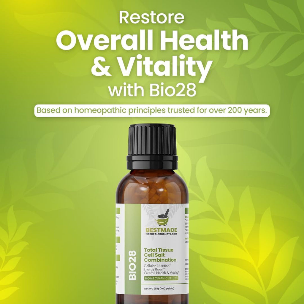 Bestmade Total Tissue Cell Salt Mineral Combination BIO28 - Helps Your Body Absorb and Use Nutrients, Increases Energy Levels, Helps Improve Sleep Patterns, Overall Health and Vitality, 350 Pellets