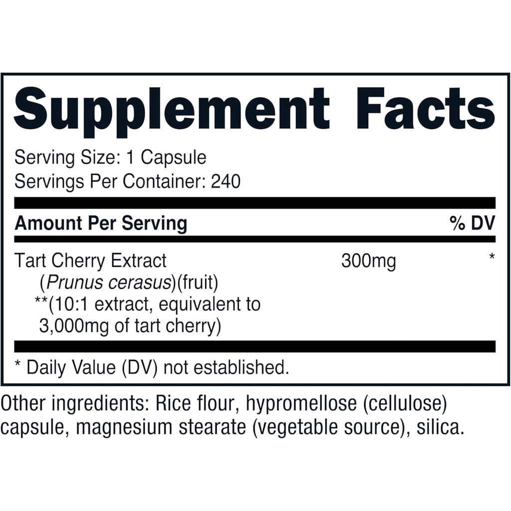 Nutricost Tart Cherry Extract 240 Vegetarian Capsules for 240 Servings per Bottle - Gluten Free, Non-Gmo
