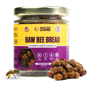 Honeybeezone-Raw Bee Bread-Perga, Fermented Bee Pollen Superfood, Single Ingredient Food, Nutrient-Dense, Naturally Fermented, Non-Gmo, Gluten-Free, 3.5 Oz