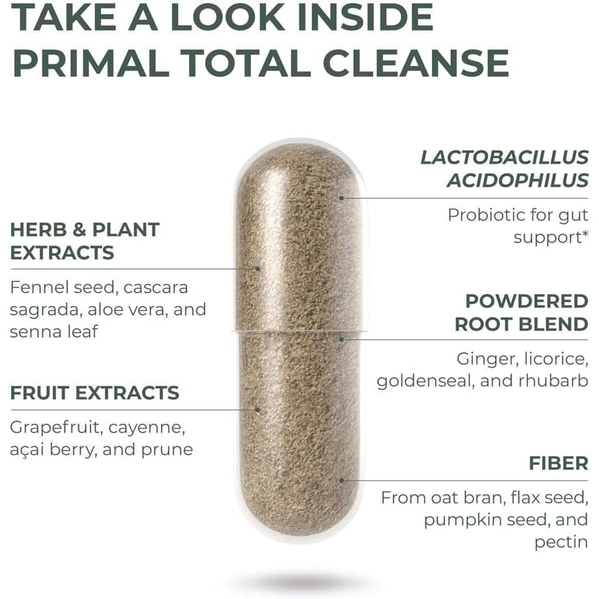 Primal Harvest Full Body Detox Cleanse, Liver,Kidney,Gut,Bowel,Intestinal, & Stomach Cleanse, 60 Count Bottle