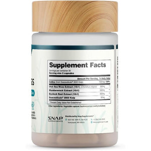 Snap Supplements Irish Sea Moss with Bladderwrack, Burdock Root & Iodine – Natural Sea Moss Supplement to Support Gut Health, Energy & Healthy-Looking Skin, 60 Vegan Capsules (1 Month Supply)