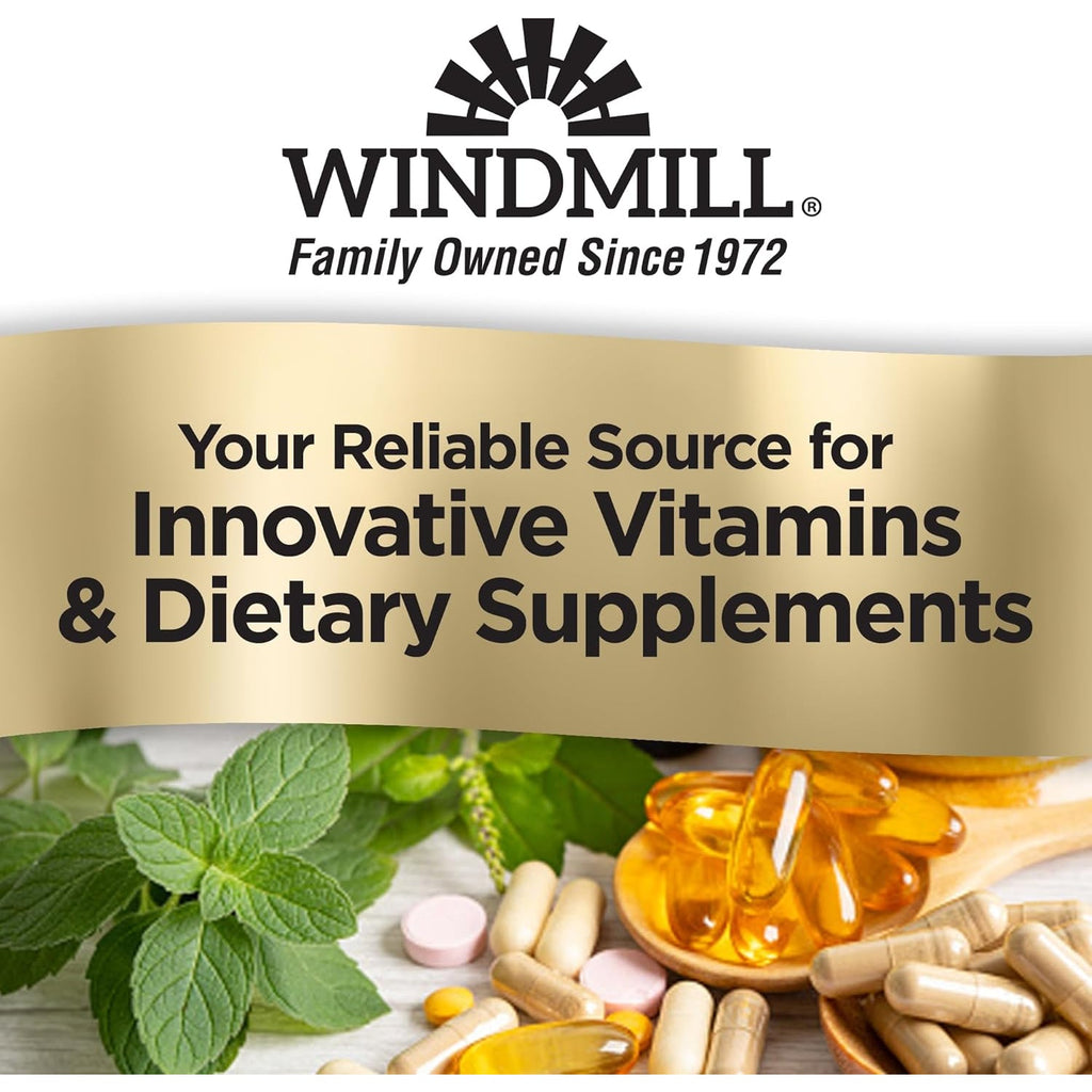 Windmill Natural Vitamins Magnesium Glycinate 200 Mg, Supports Muscle, Joint, and Heart Health, Energy and Bone Support, Veggie Capsules, Gluten Free, Vegan, Non-Gmo, 120 Capsules