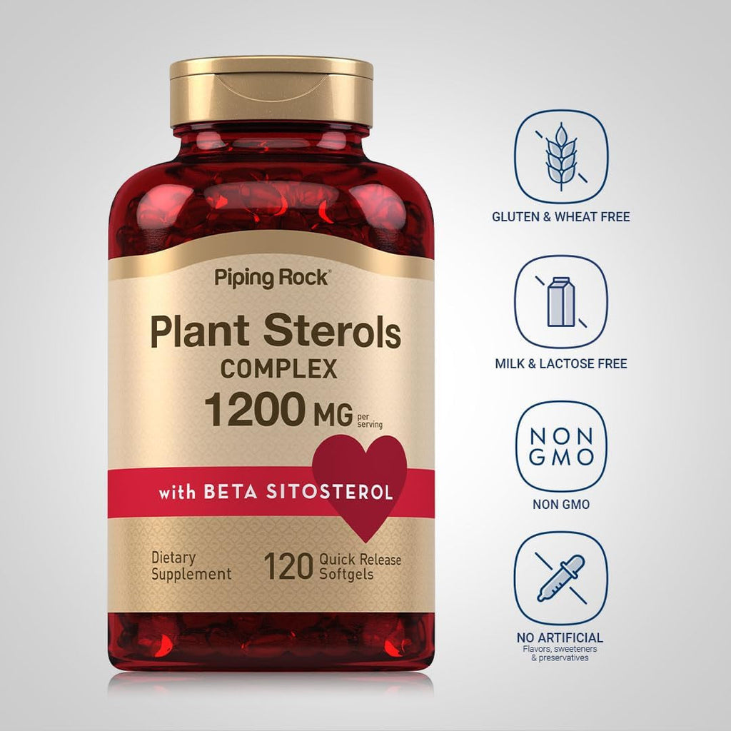 Piping Rock Plant Sterols Supplement | 1200 Mg | 120 Softgels | with Beta Sitosterol | Phytosterol Complex | Non-Gmo, Gluten Free