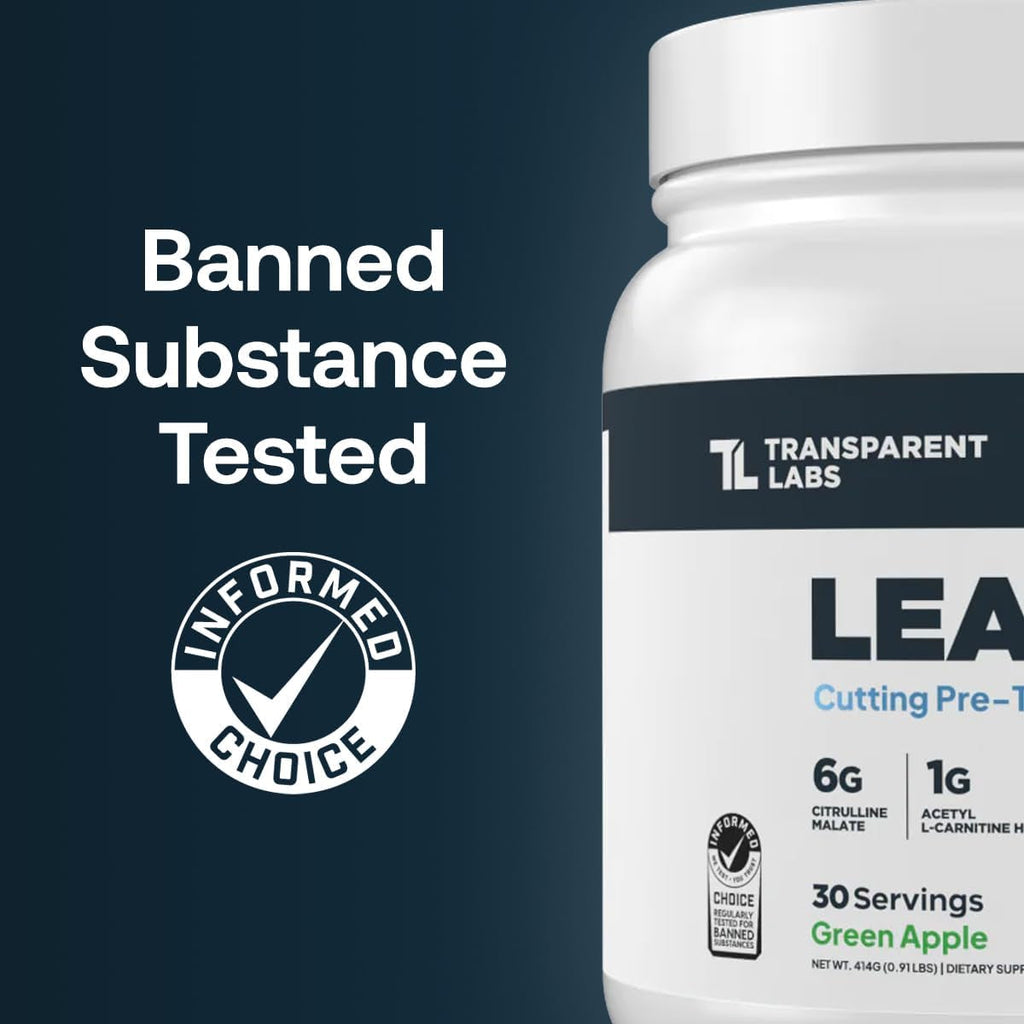 Transparent Labs Lean Pre-Workout - Body Recomposition Pre Workout for Men and Women with Acetyl L-Carnitine, Beta Alanine Powder, & Purcaf Organic Caffeine Powder - 30 Servings, Strawberry Lemonade