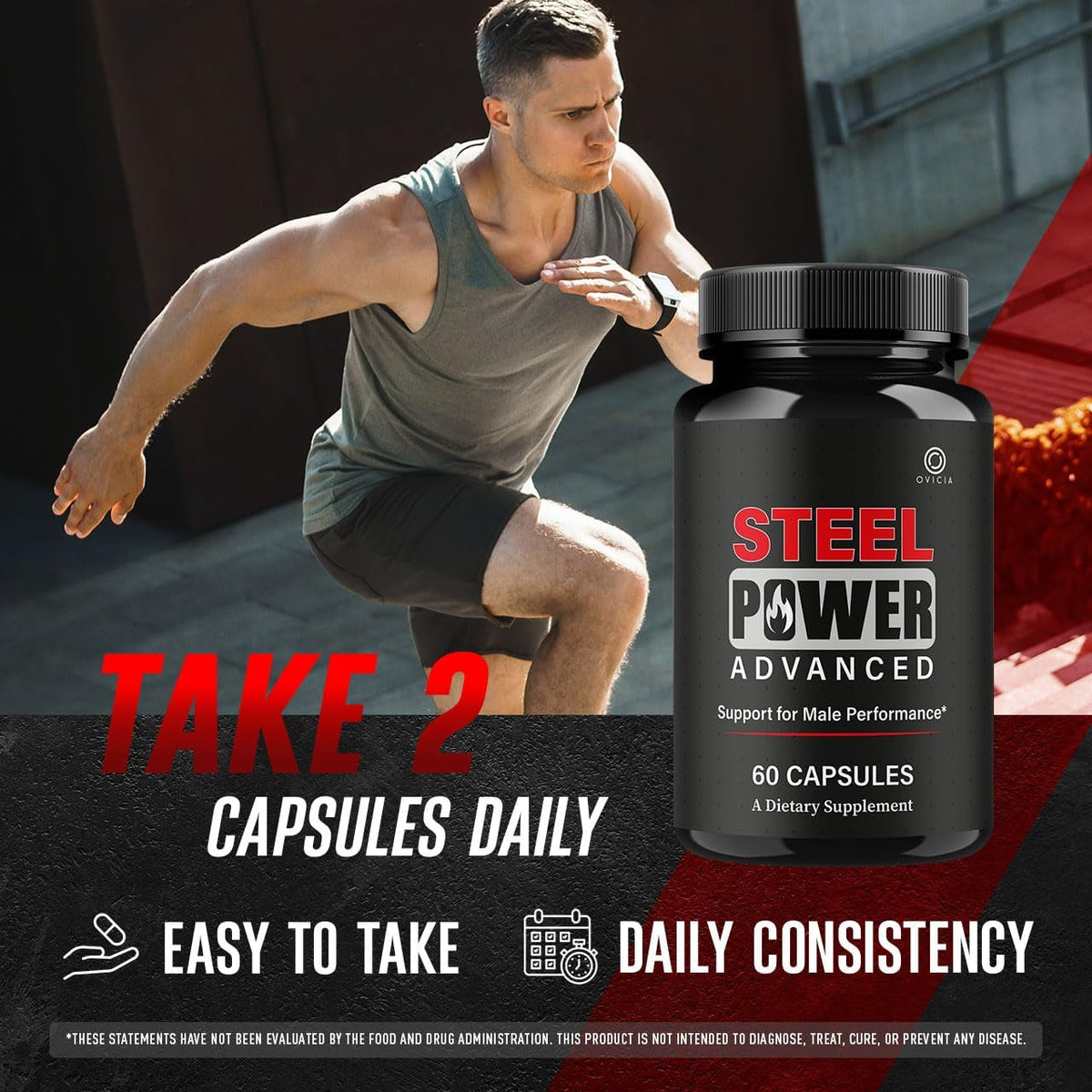 Steel Power - Steel Power Pills All Natural Maximum Strength, Daily Steelpower Capsules Premium Advanced Support Formula for Overall Health & General Wellness, 60 Capsules for 1 Month