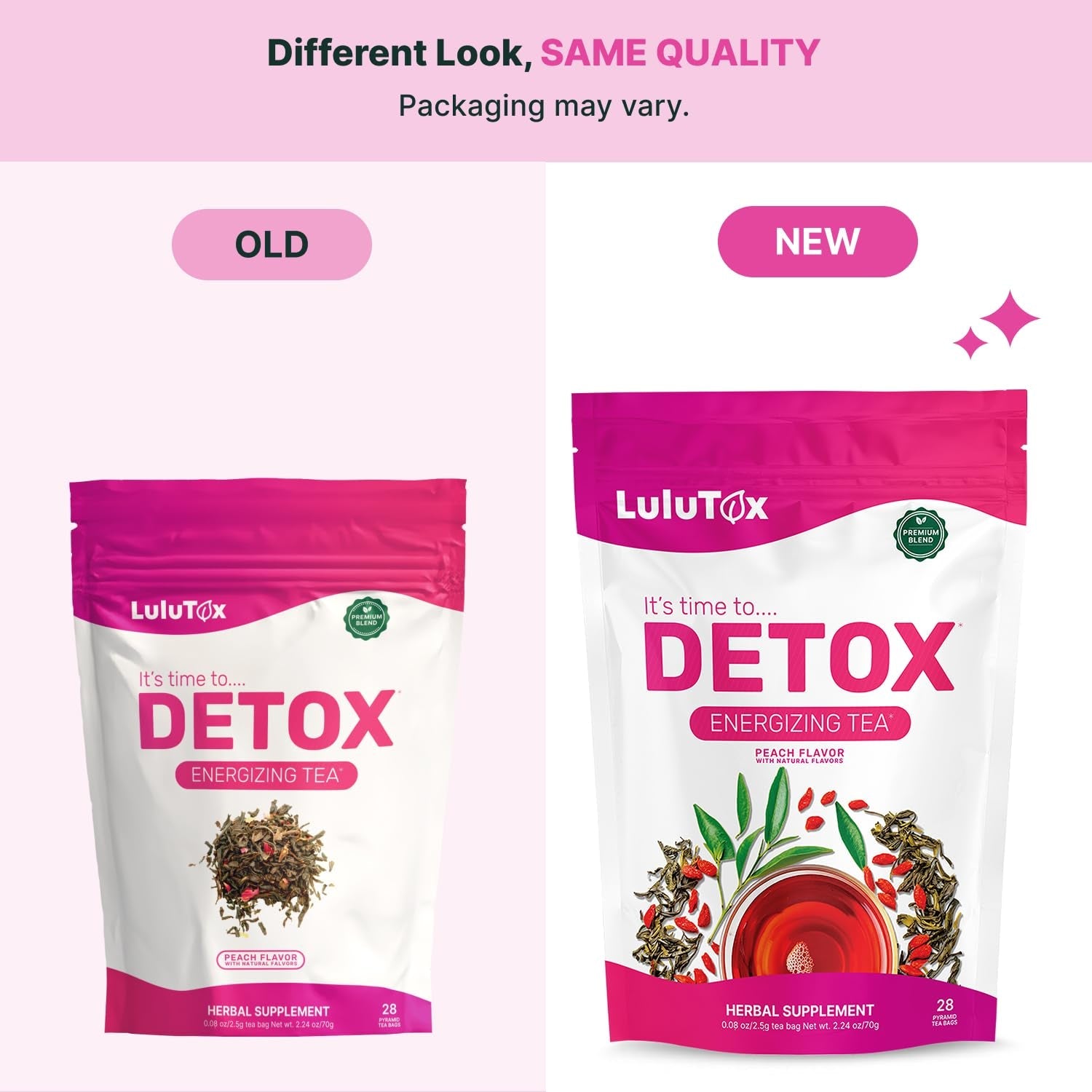 LULUTOX Detox Tea - Herbal Blend with Dandelion, Ginseng, and Ginger - Supports a Healthy Weight, Digestive Health - Vegan, All Natural, Laxative-Free - Peach Flavor (28 Servings)